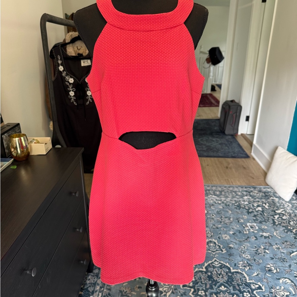 Topshop Vibrant Red Peekaboo Dress